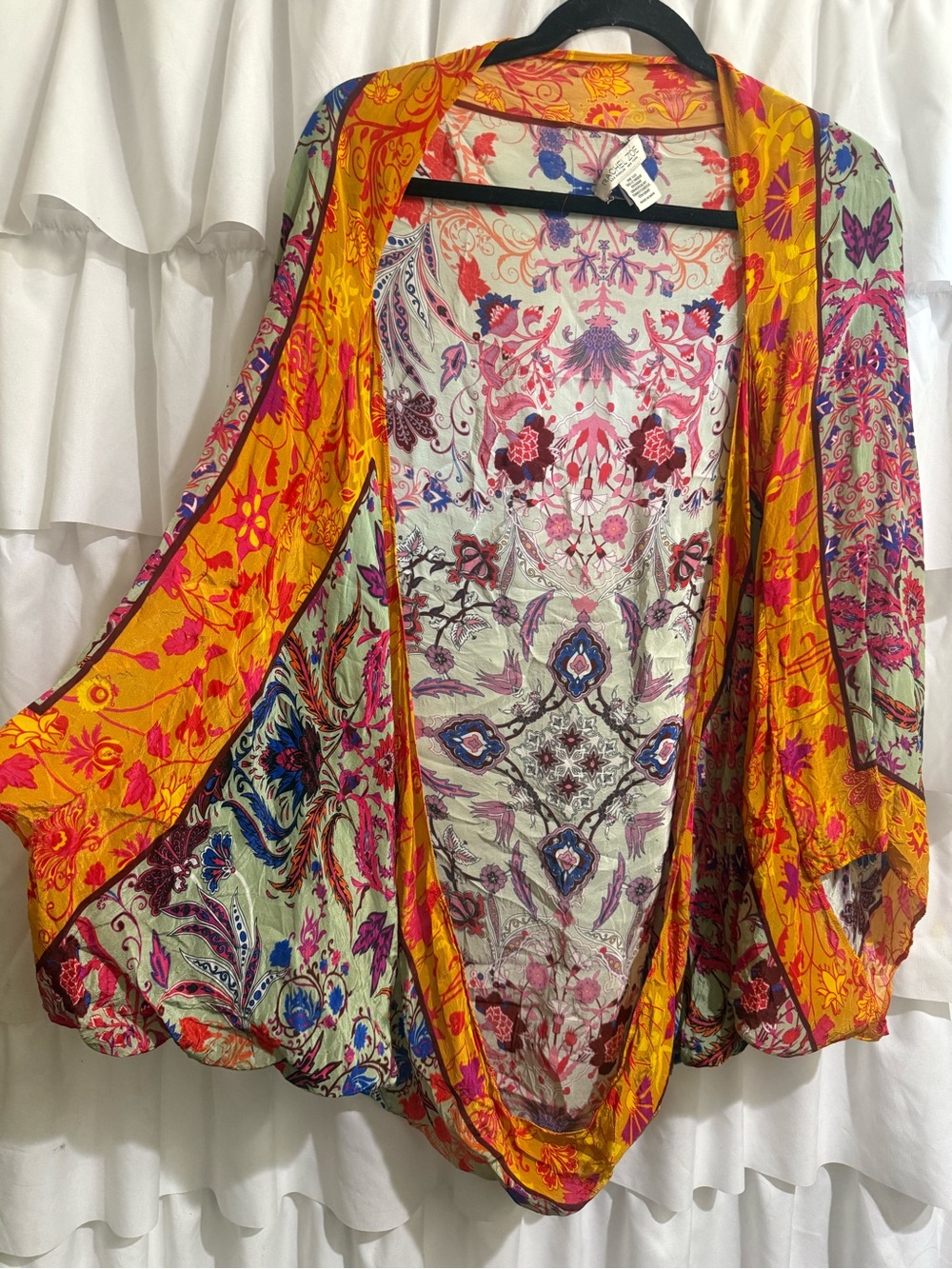 Rachel Zoe Multicolor Floral Paisley Kimono with Mustard Accents